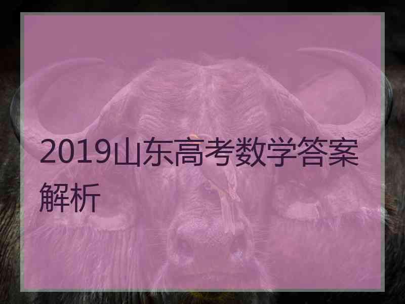 2019山东高考数学答案解析