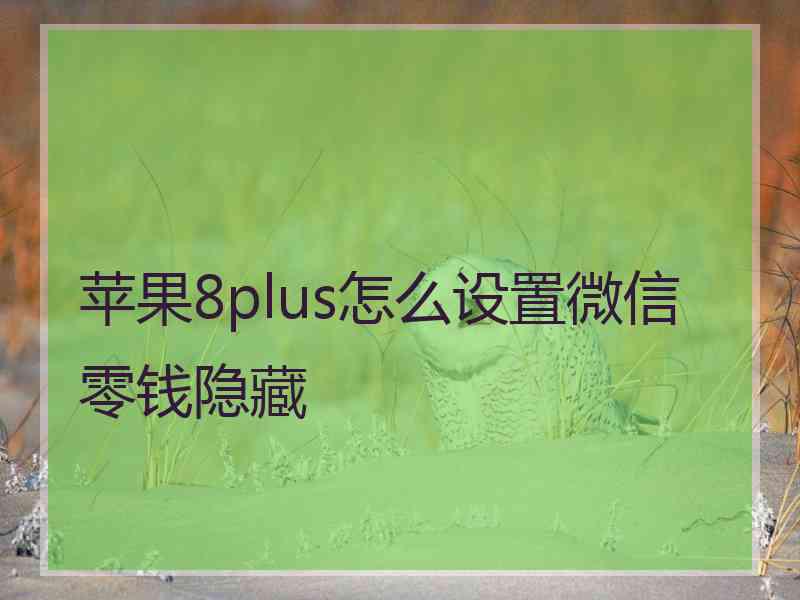 苹果8plus怎么设置微信零钱隐藏