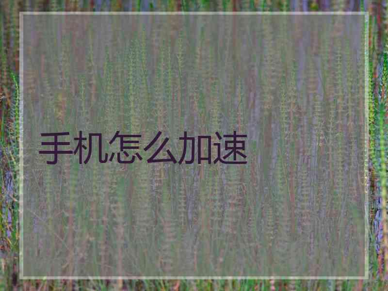 手机怎么加速