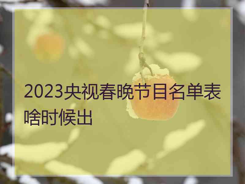 2023央视春晚节目名单表啥时候出