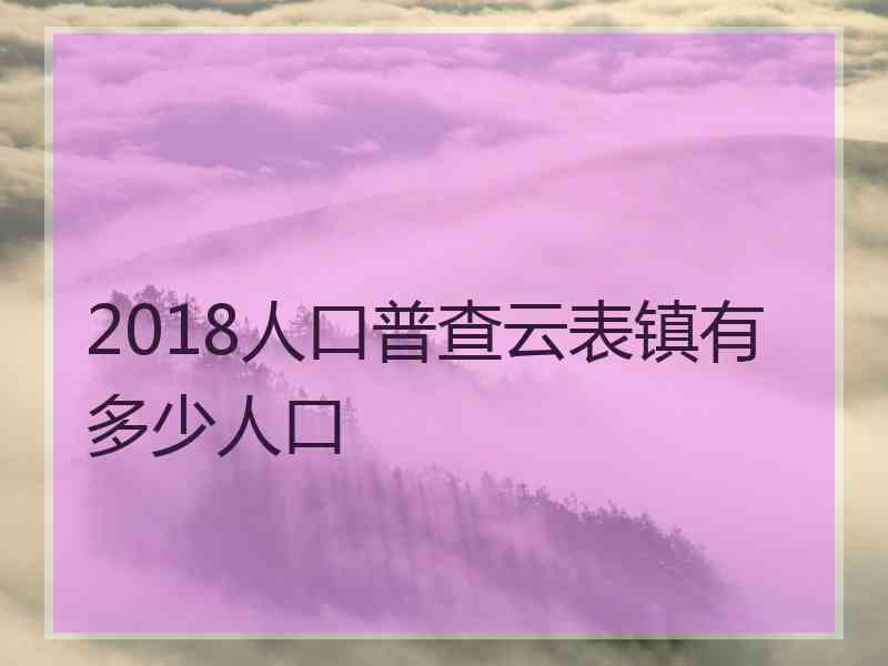 2018人口普查云表镇有多少人口