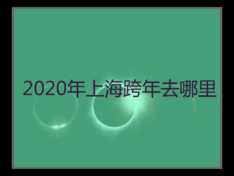 2020年上海跨年去哪里