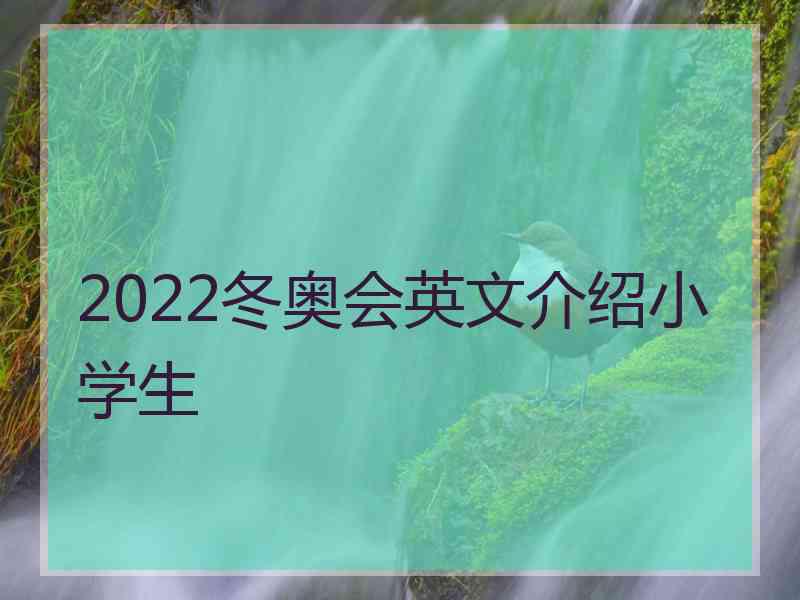 2022冬奥会英文介绍小学生