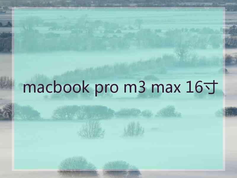 macbook pro m3 max 16寸