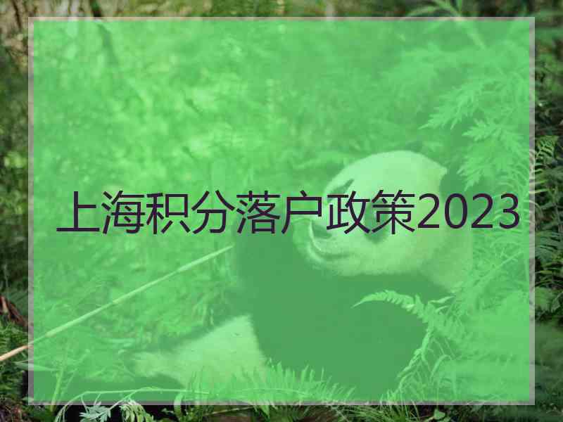 上海积分落户政策2023