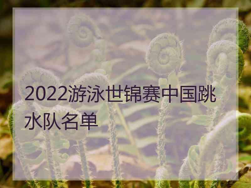 2022游泳世锦赛中国跳水队名单