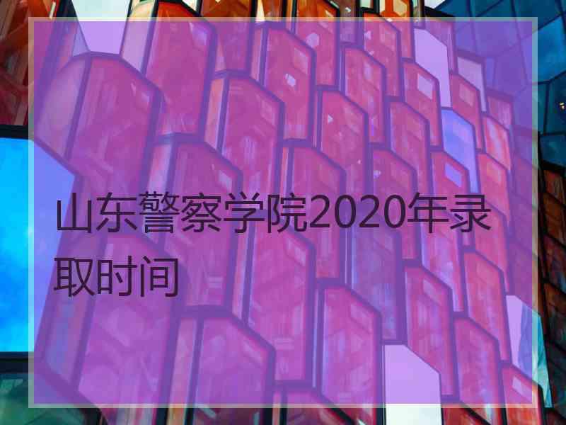 山东警察学院2020年录取时间