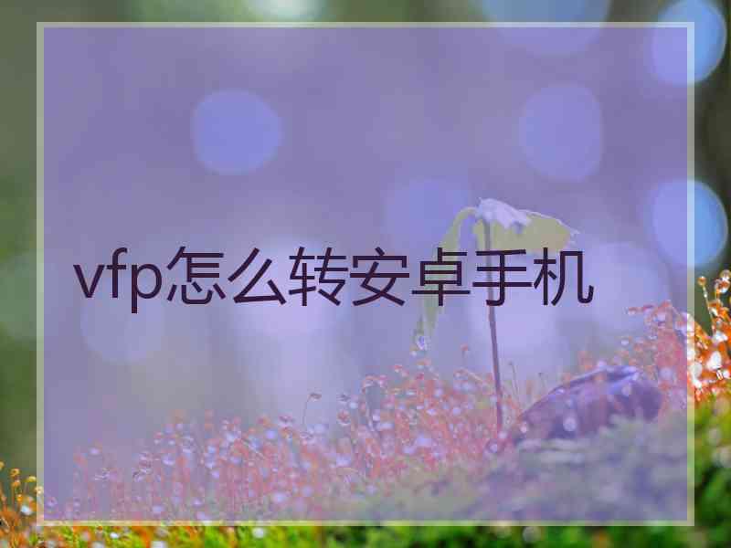 vfp怎么转安卓手机