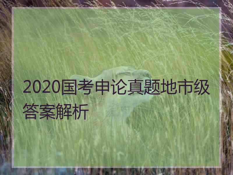 2020国考申论真题地市级答案解析