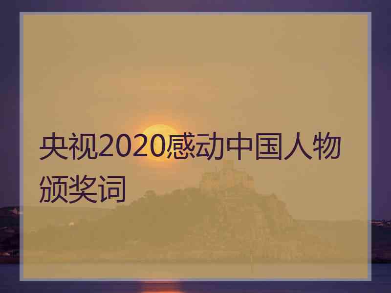 央视2020感动中国人物颁奖词