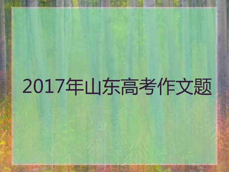 2017年山东高考作文题