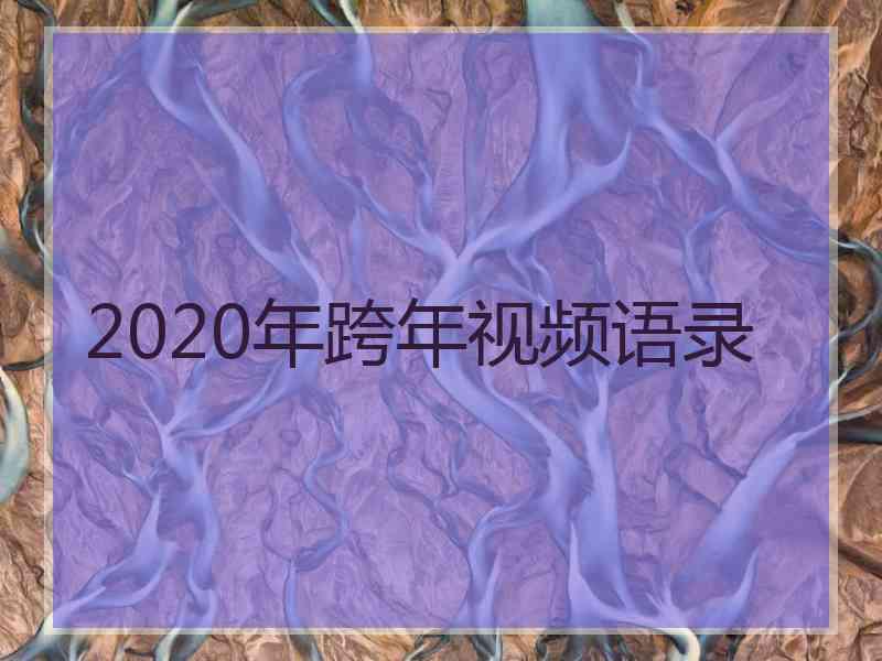 2020年跨年视频语录