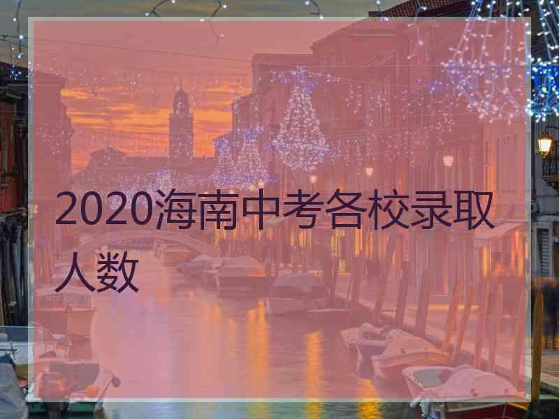 2020海南中考各校录取人数