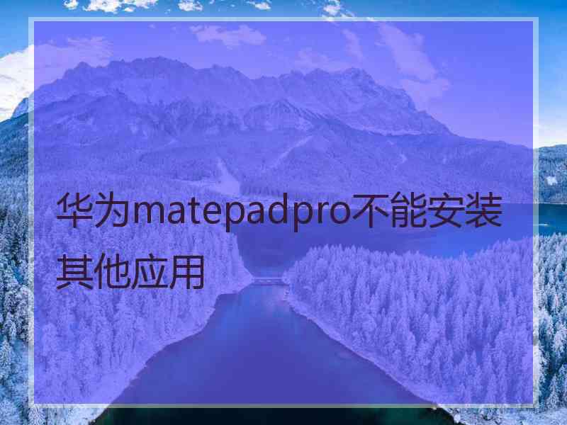 华为matepadpro不能安装其他应用