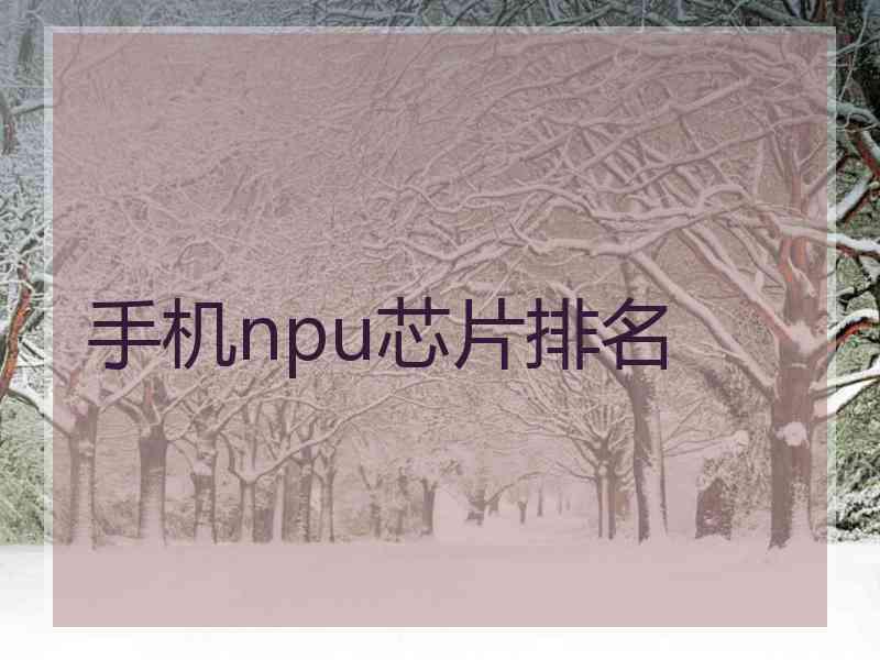 手机npu芯片排名