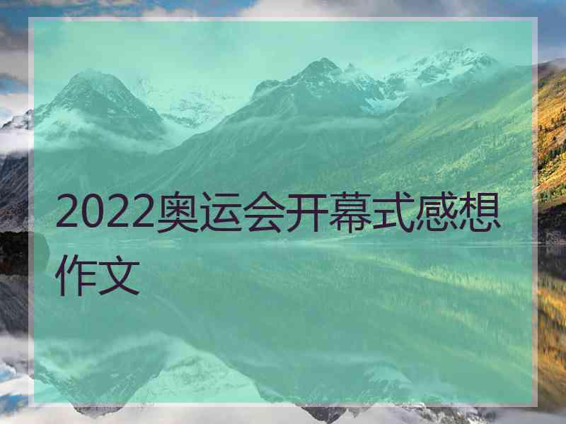 2022奥运会开幕式感想作文