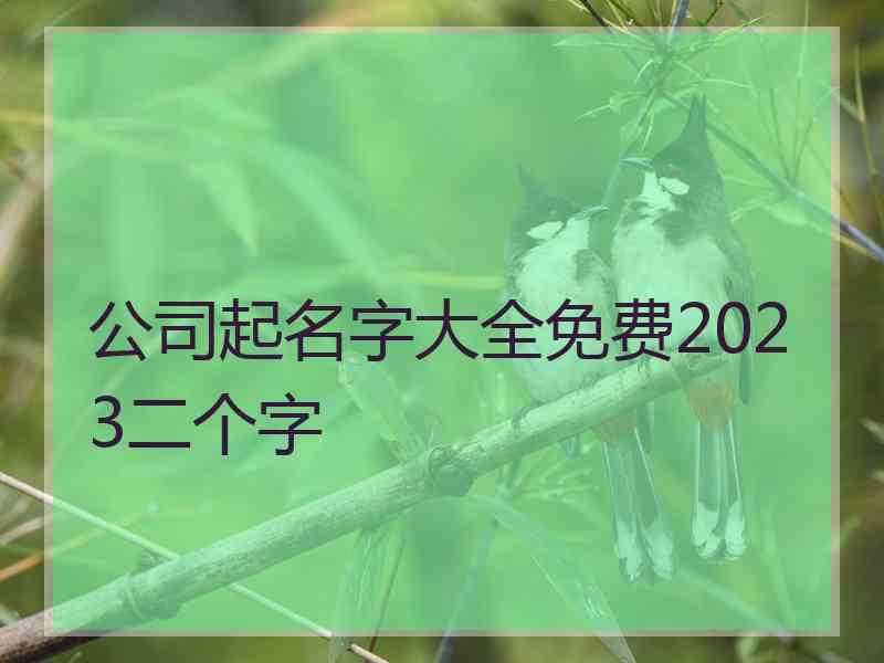 公司起名字大全免费2023二个字