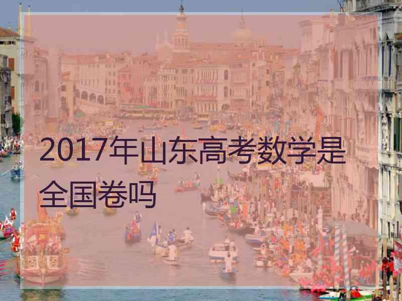 2017年山东高考数学是全国卷吗