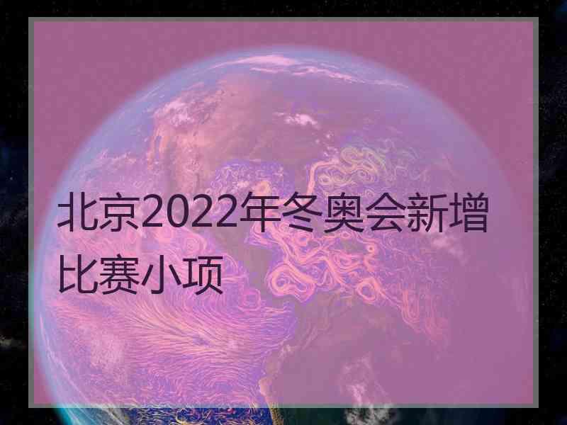 北京2022年冬奥会新增比赛小项