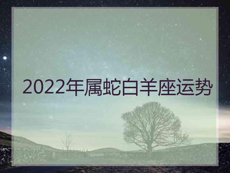 2022年属蛇白羊座运势