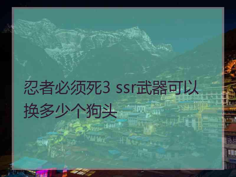 忍者必须死3 ssr武器可以换多少个狗头