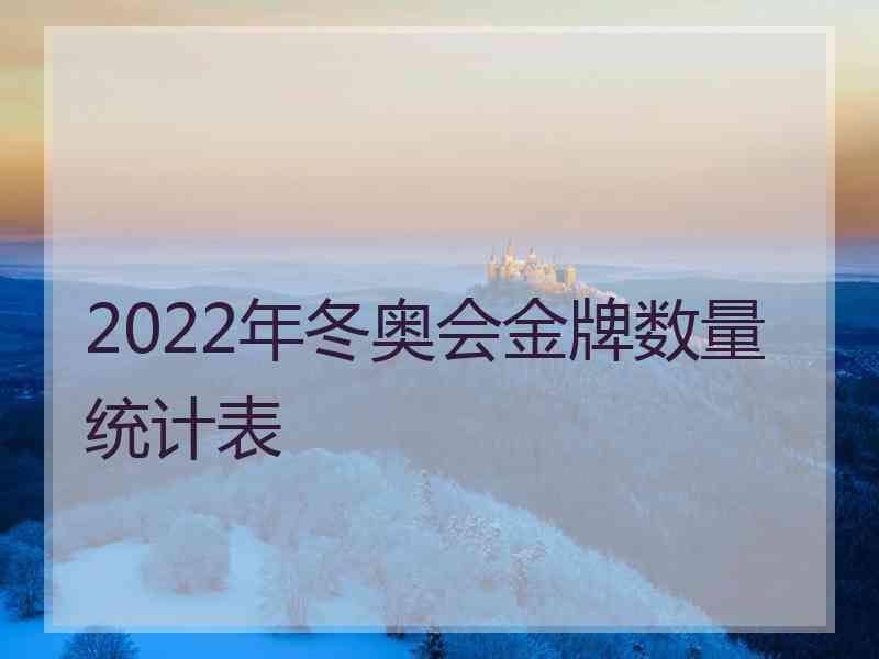 2022年冬奥会金牌数量统计表