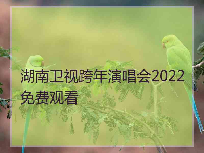 湖南卫视跨年演唱会2022免费观看