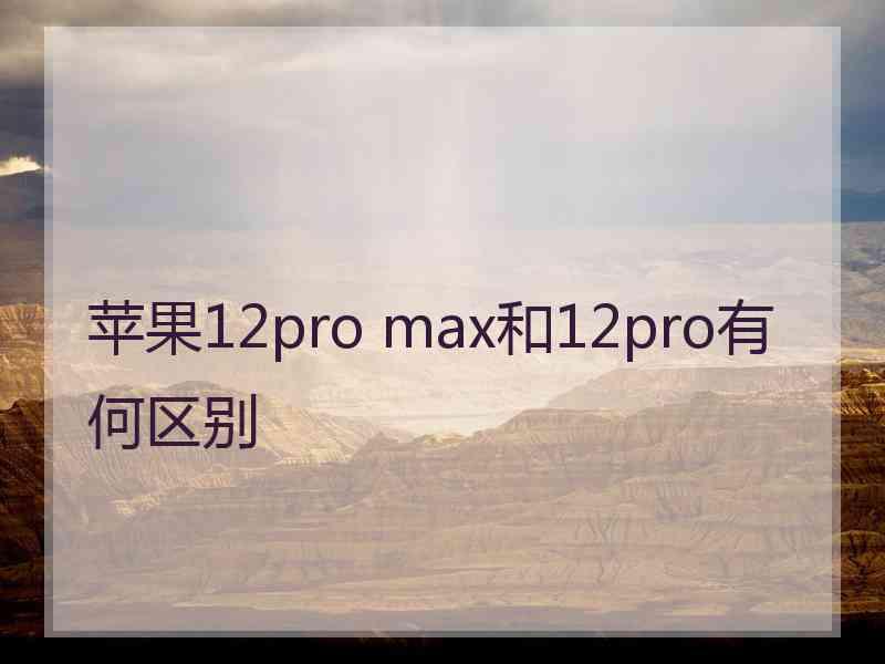 苹果12pro max和12pro有何区别