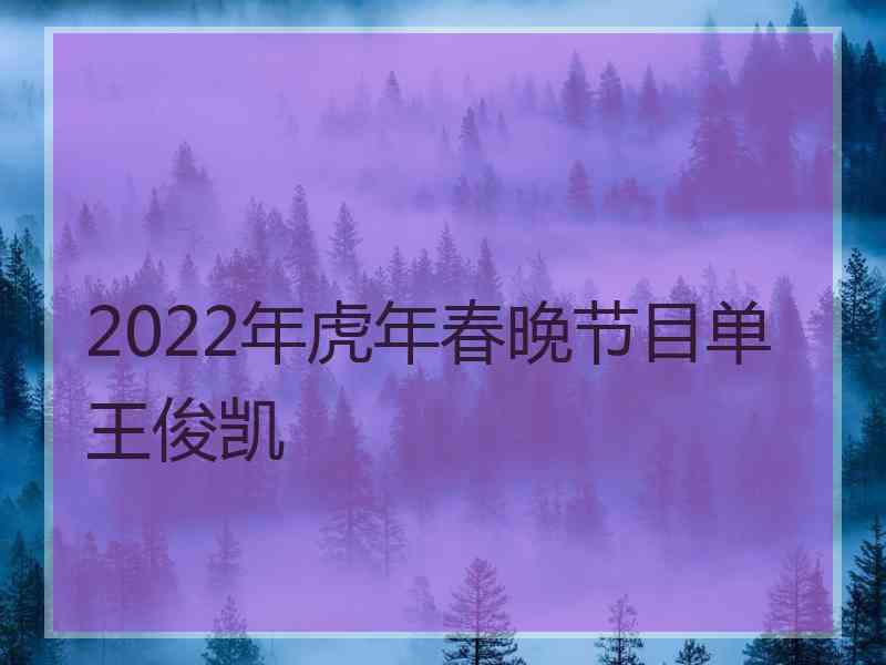 2022年虎年春晚节目单王俊凯