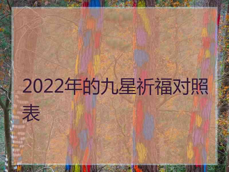 2022年的九星祈福对照表