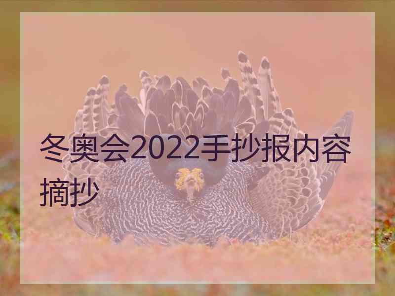 冬奥会2022手抄报内容摘抄