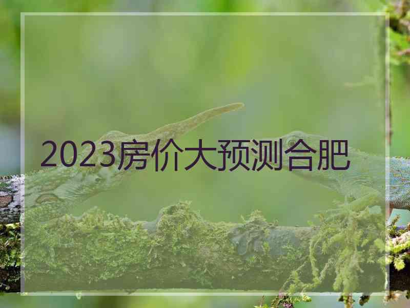 2023房价大预测合肥