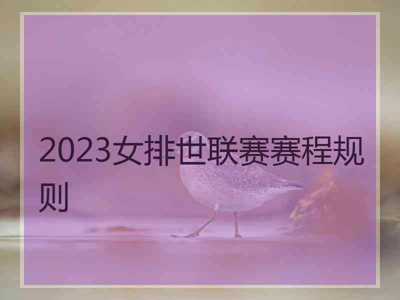 2023女排世联赛赛程规则