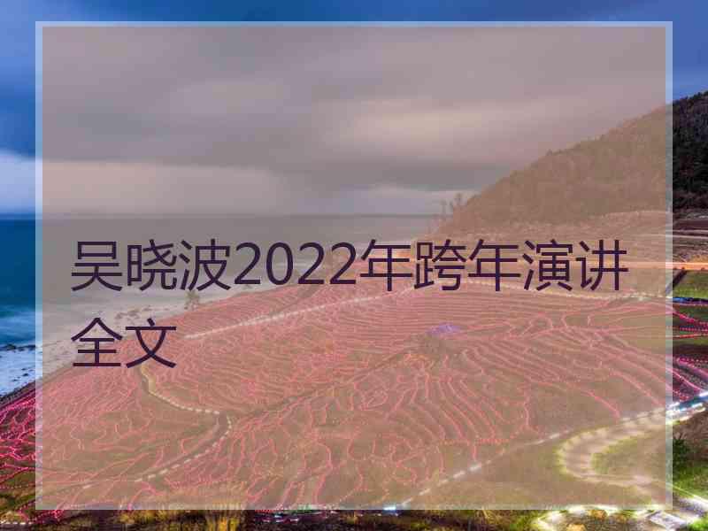 吴晓波2022年跨年演讲全文