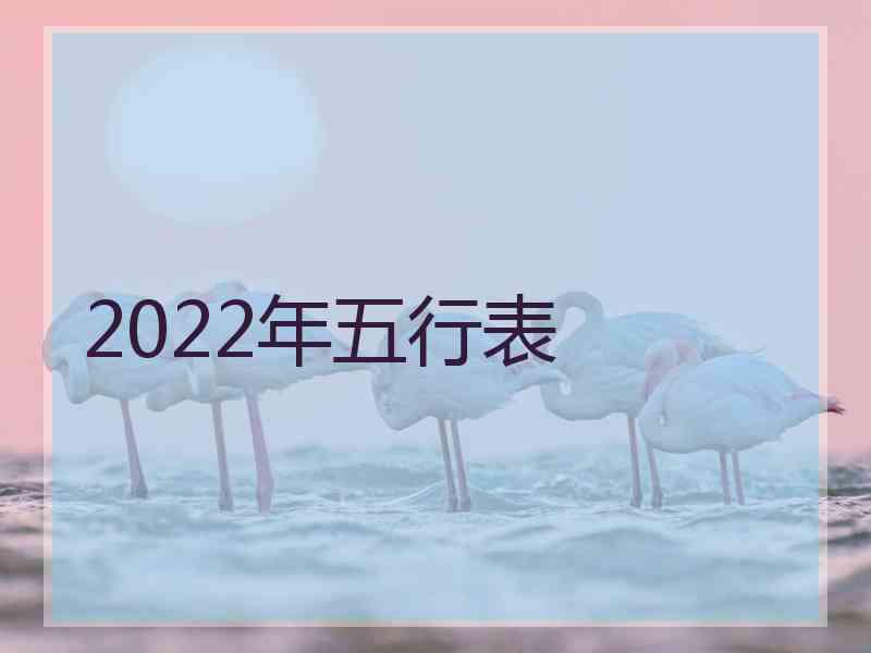 2022年五行表