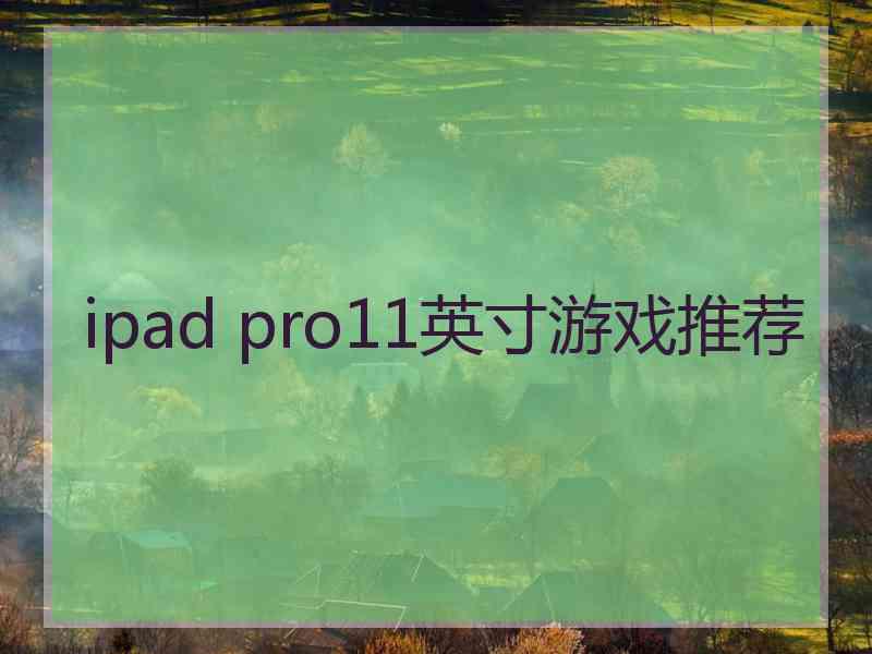 ipad pro11英寸游戏推荐