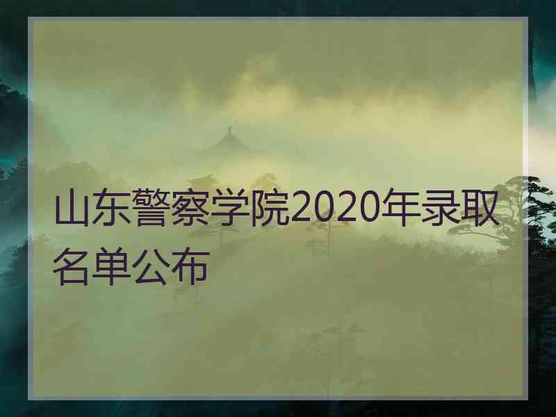 山东警察学院2020年录取名单公布