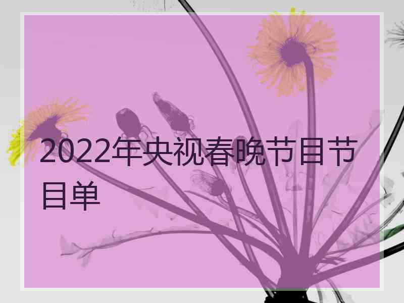 2022年央视春晚节目节目单