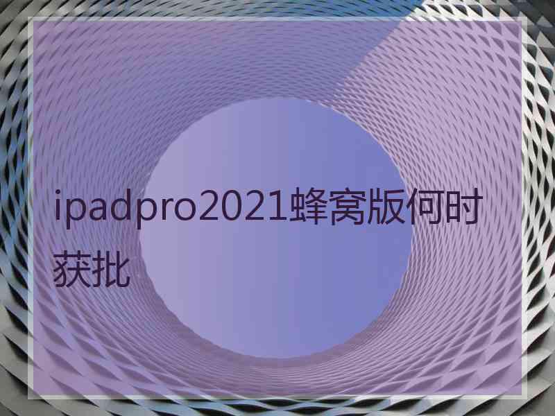 ipadpro2021蜂窝版何时获批