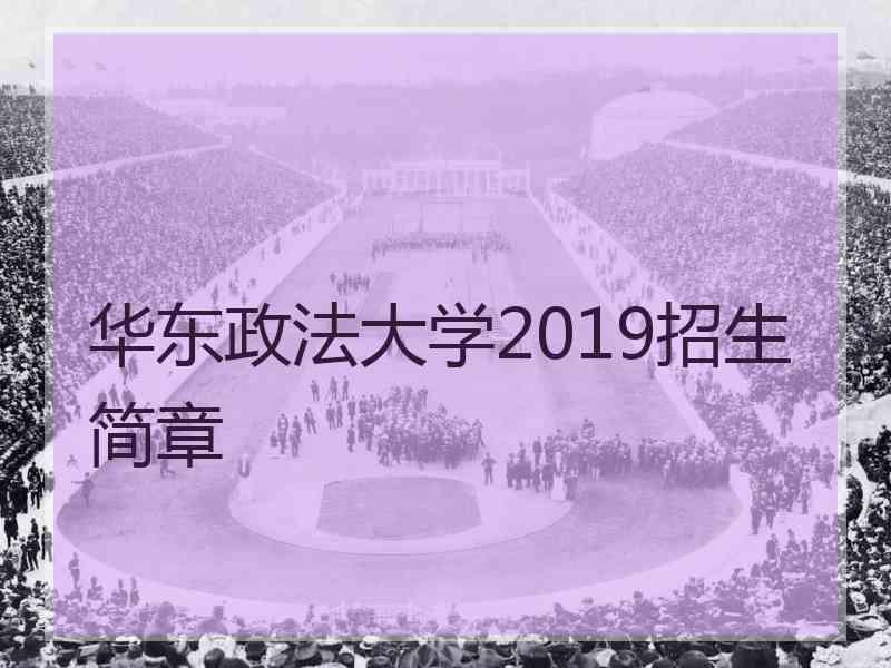 华东政法大学2019招生简章