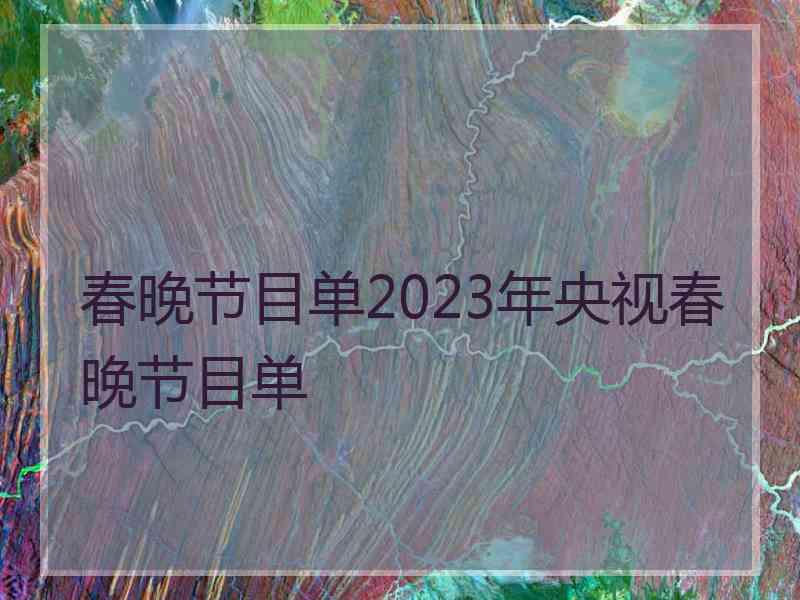 春晚节目单2023年央视春晚节目单