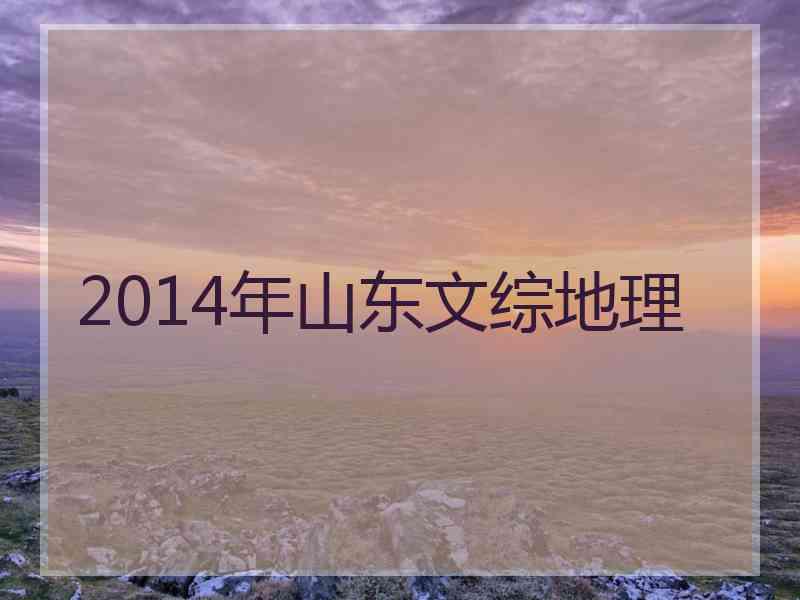 2014年山东文综地理