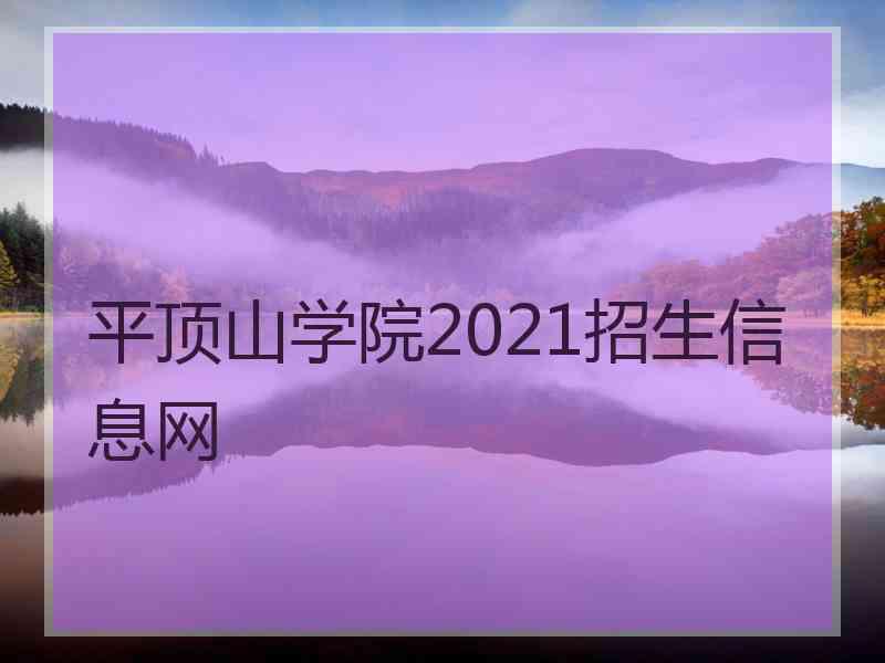 平顶山学院2021招生信息网