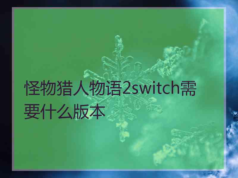 怪物猎人物语2switch需要什么版本