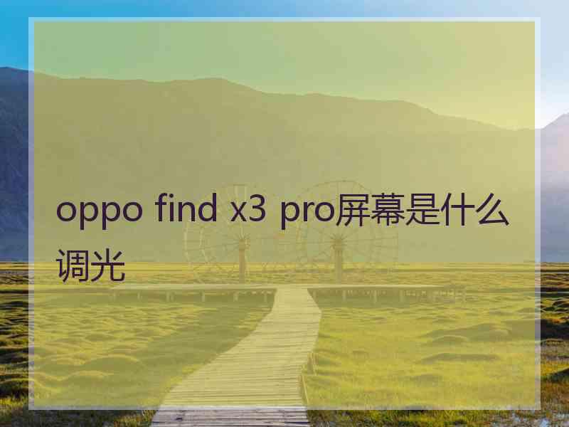 oppo find x3 pro屏幕是什么调光