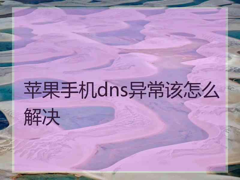 苹果手机dns异常该怎么解决