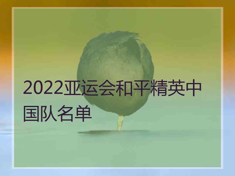 2022亚运会和平精英中国队名单