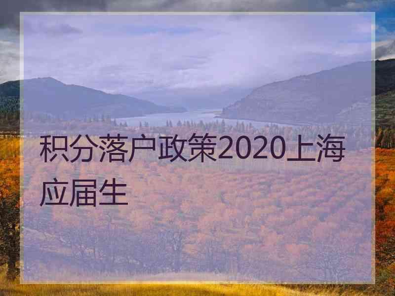 积分落户政策2020上海应届生