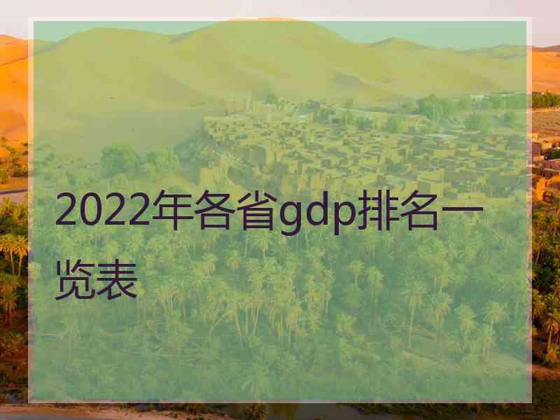 2022年各省gdp排名一览表