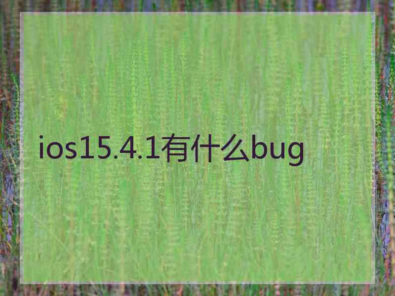 ios15.4.1有什么bug